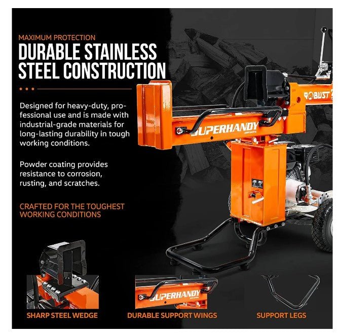 Super Handy GUO096 Portable 7HP 25 Ton Hydraulic Gas Powered Log Splitter New