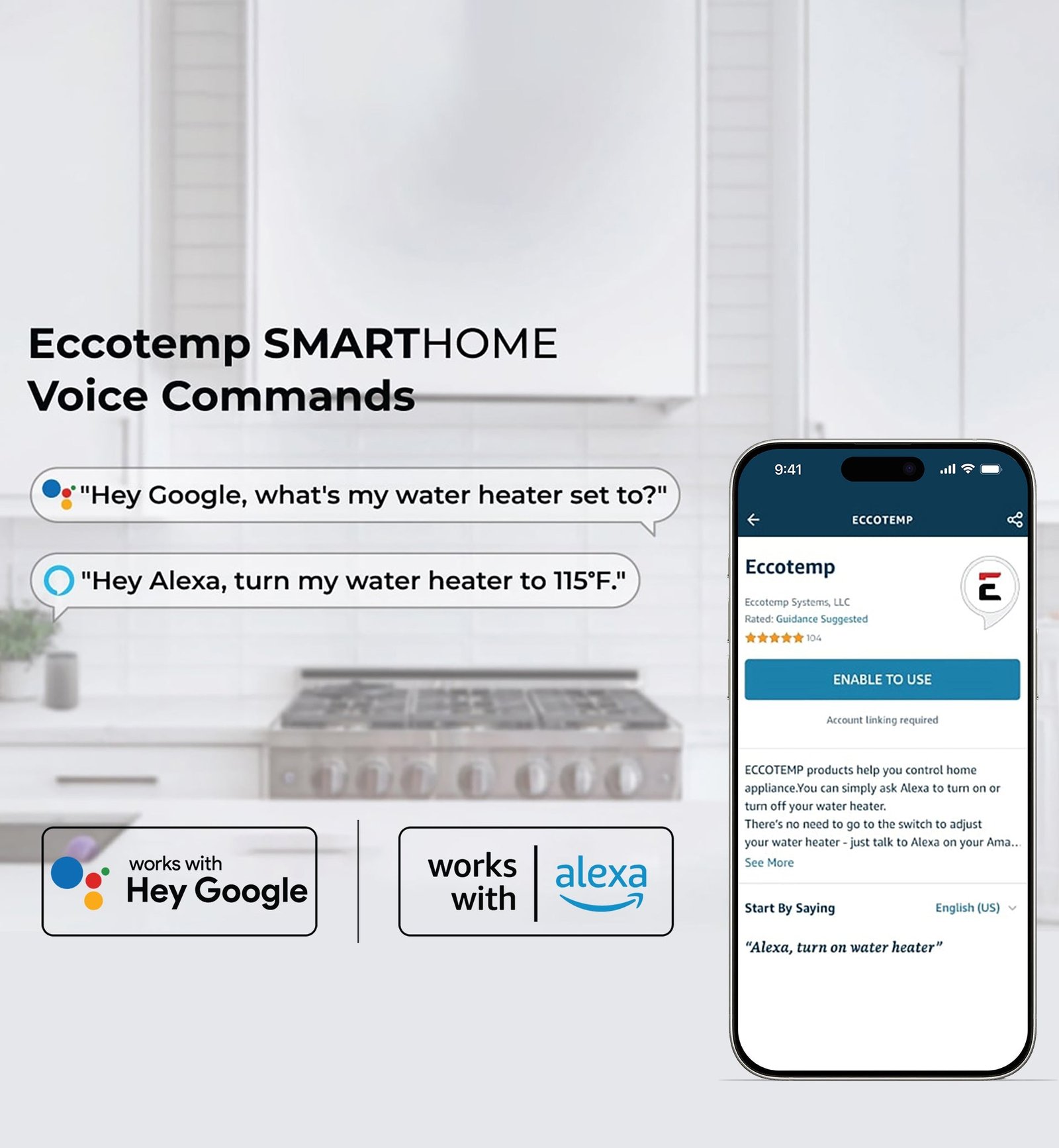 Eccotemp SH22-ING SmartHome Tankless Water Heater Natural Gas 6.8 GPM Indoor Wi-Fi Open Box